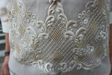 Close-up of the bottom portion of the embroidery of the Chrissi Barong Tagalog