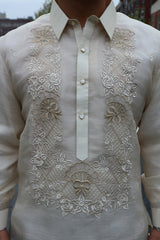 Product photo of the hand embroidered piña silk Ricky Barong Tagalog.