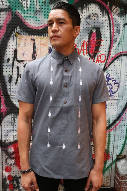 Pineapple Everyday Barong in Grey Chambray