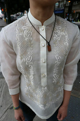 Product shot of the hand embroidered jusi Chrissi Barong Tagalog