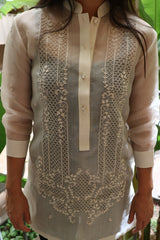 Full product picture of the hand embroidered cocoon Coley Barong Tagalog 
